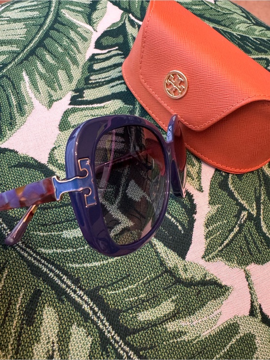Tory Burch Blue Frame Sunglasses with Orange Case main image 6